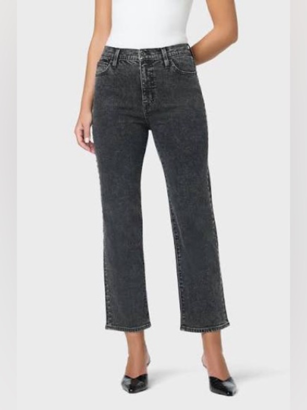 Hudson High‎ Rise Cropped Straight Leg Jeans Washed Black Size 32
